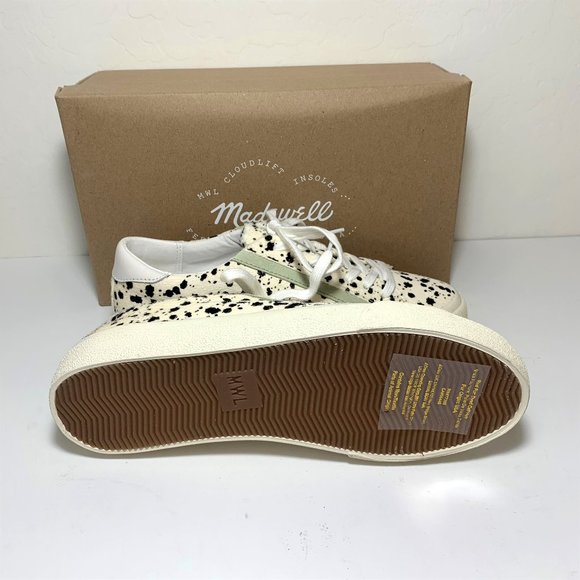 Madewell Sidewalk Calf Hair Low Top Sneakers Lace Up Splatter Paint Size 7 NEW - Picture 6 of 6